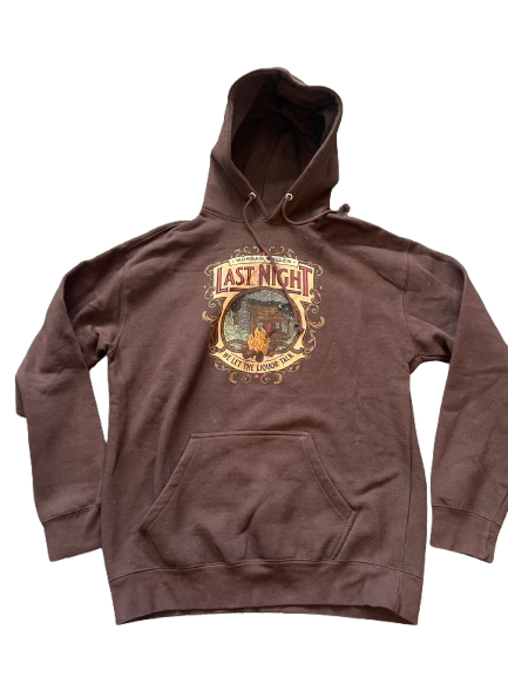 Morgan Wallen Last Night Hoodie Brown Concert Tour Merch Pullover Sweatshirt M